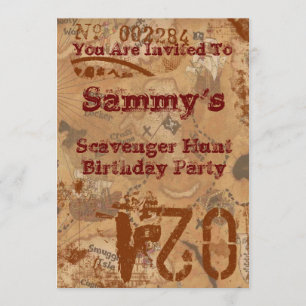 Scavenger Hunt Birthday Invite Kaart