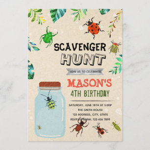 SCAVENGER HUNT bug party uitnodiging