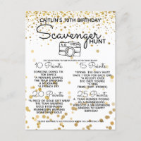 Scavenger Hunt Game voor Mall Party Tieners goud