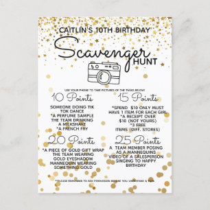 Scavenger Hunt Game voor Mall Party Tieners goud Aankondigingskaart