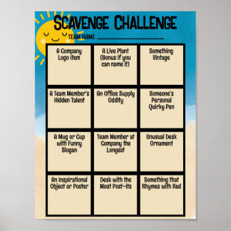 Scavenger hunt kantoor ice breaker spel download poster
