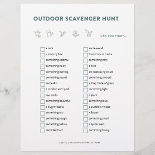 Scavenger Hunt Kinder Activiteiten in de openlucht Flyer