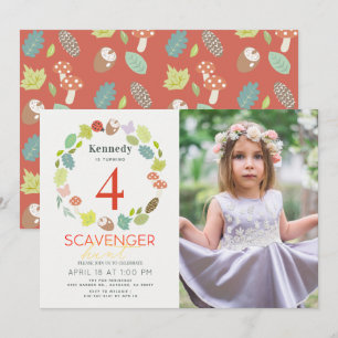 Scavenger Hunt Natuur Trail Rood Foto Birthday Kaart