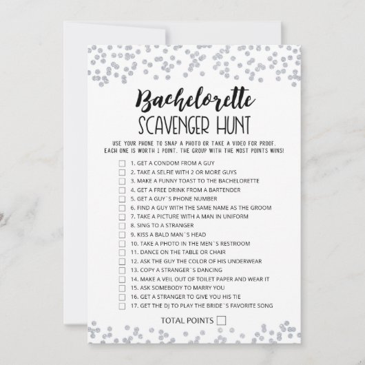 Scavenger Hunt Party bewerkbare game Kaart (Voorkant)