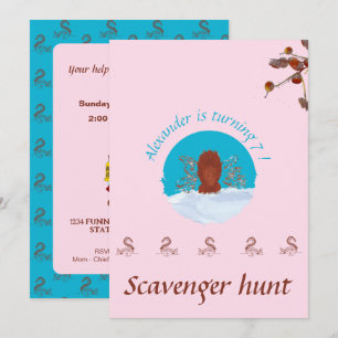 Scavenger jacht plezier eekhoorn graven op pastel  kaart