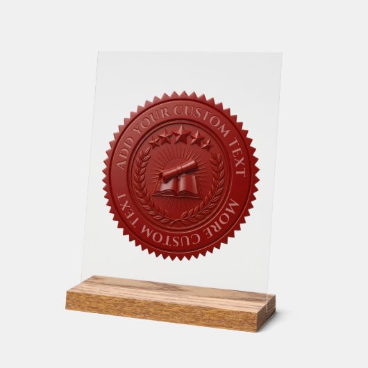 Sceau de certificat en cire rouge 3D modifiable pe (Angle)