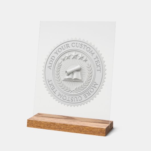 Sceau de certificat en feuille de cire blanche 3D (Angle)