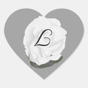 Sceau Mariage Rose blanc, Stickers Monogramme
