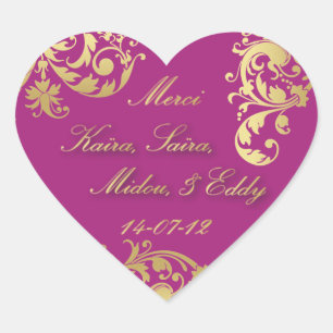 Sceau Merci - Sticker Mariage Fuschia & Gold Flora