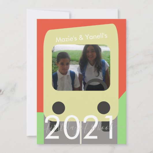Scénario de bus pour le premier jour d'école Carte (Devant)