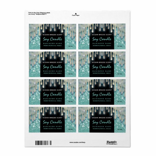 Scénario de cireur moderne étiquette de cierge soy (Feuille entière)