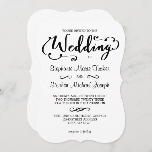 Scénario de mariage - Invitation de mariage (Devant / Derrière)
