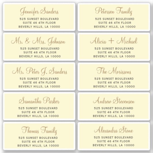 Scénario d'or Faux étiquettes de adresse invités i (Devant)