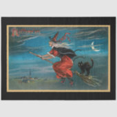 Scenario  Halloween Witch op Broomstick Tissuepapier (Voorkant)