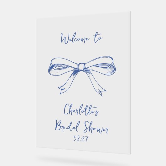 Scénario manuscrit Coquette Nœud Bleu Baby Shower  (Angle)