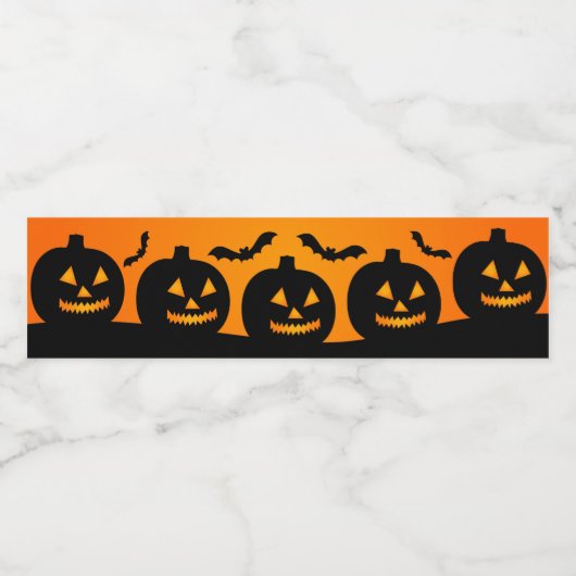 Scenario Oranje Halloween Evil Black Pumpkin Waterfles Etiket (Enkel label)