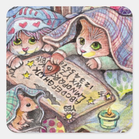 Scenary Cats Vierkante Sticker (Voorkant)
