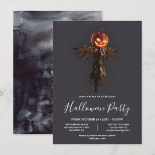Scenary Elegant Pumpkin Scarecrow Halloween Party Kaart
