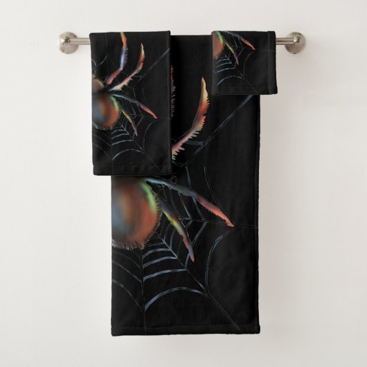 Scenary Halloween Metallic Spider en Web Bad Handdoek (Insitu)