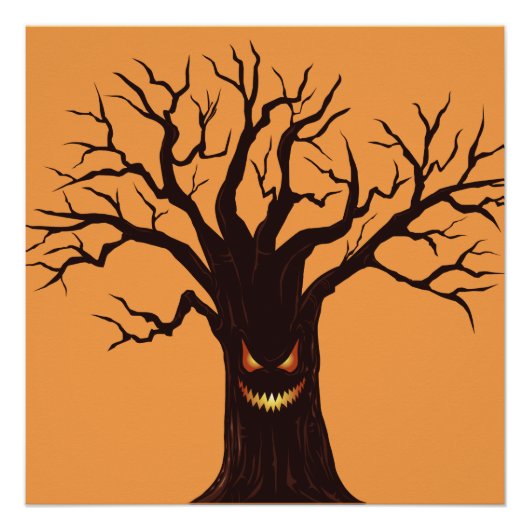 Scenary Halloween Tree Face Perfect Poster (Voorkant)