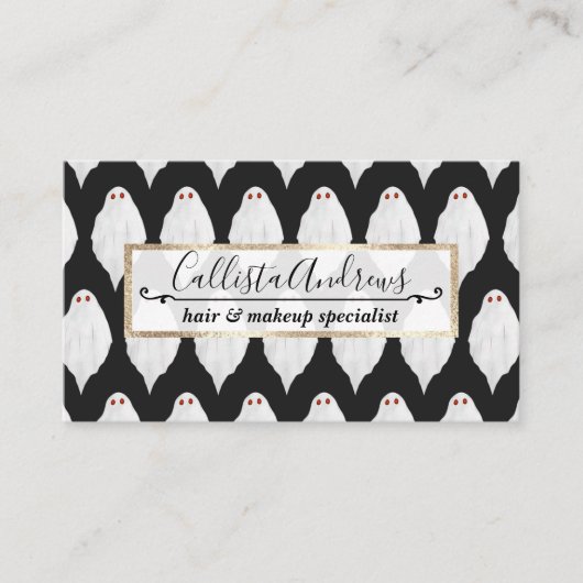 Scenary White Halloween Waterverf Pattern Visitekaartje (Voorkant)