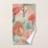 Scène aquarelle de la floraison du désert de Blush (Serviette à main)