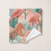 Scène aquarelle de la floraison du désert de Blush (Gant de toilette)