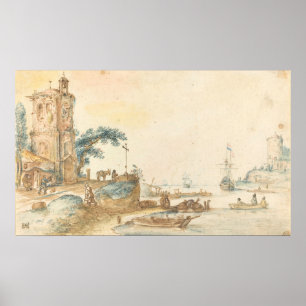 Scène avec tour - Hendrick Avercamp Poster d'Art