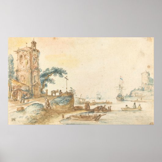 Scène avec tour - Hendrick Avercamp Poster d'Art (Devant)