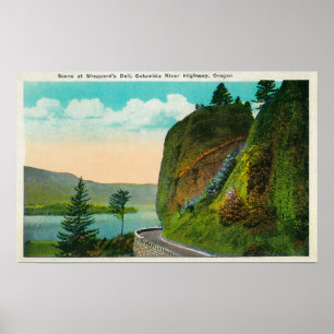 Scene bij Shepperd's Dell op Columbia River Poster