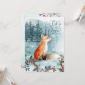 Scène bois, renard Carte de voeux de Noël (Devant/Arrière en situation)