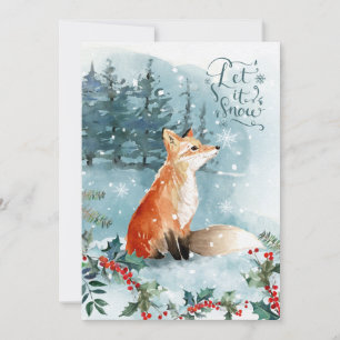 Scène boisée, carte de voeux de Noël fox