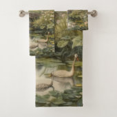 Scène botanique de cygnes dans un jardin anglais (En situation)