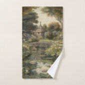 Scène botanique de cygnes dans un jardin anglais (Serviette à main)