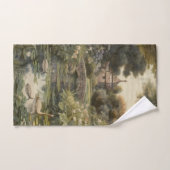 Scène botanique de cygnes dans un jardin anglais (Serviette à main)