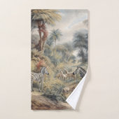Scène botanique de zèbres dans une oasis (Serviette à main)