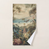 Scène botanique vintage oiseaux fleurs au paradis (Serviette à main)