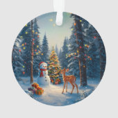 Scene d'arbre de Noël Cute Deer Fawn Snowman (dos)
