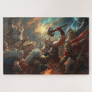 Scène de bataille de la mythologie nordique Puzzle