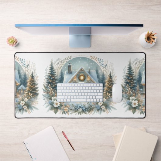 Scène de Cabane enneigée lumineuse (Bureau 1)