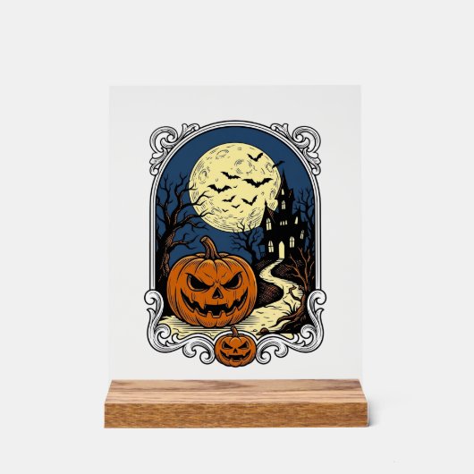 Scène de citrouille hantée Art vectoriel Halloween (Recto)