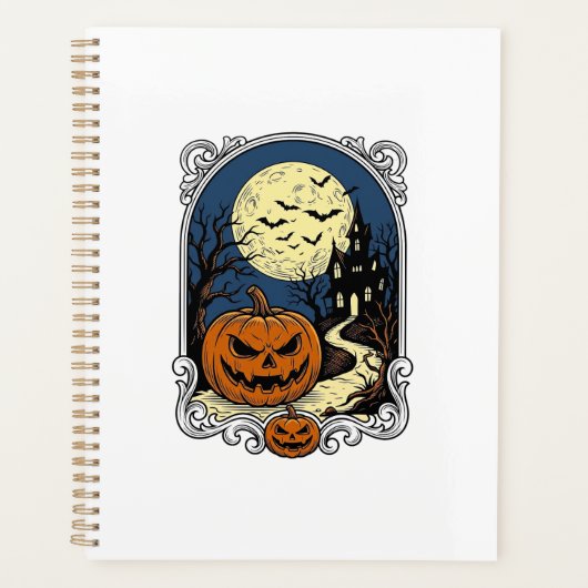 Scène de citrouille hantée Art vectoriel Halloween (Devant)