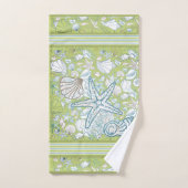 Scène de coquillages avec Arrière - plan vert (Serviette à main)