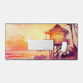 scène de coucher de soleil sur la plage à l'aquare (Clavier et souris)