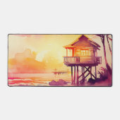 scène de coucher de soleil sur la plage à l'aquare (Recto)