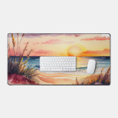scène de coucher de soleil sur la plage à l'aquare (Clavier et souris)