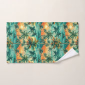 SCÈNE DE COUCHER DE SOLEIL TROPICAL VERT ET ORANGE (Serviette à main)