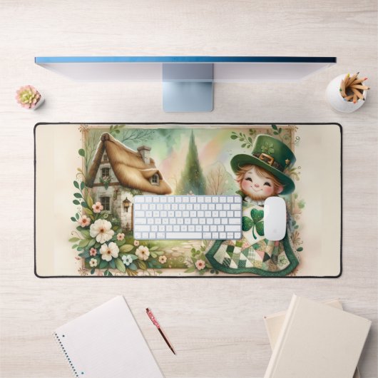 Scène de courtepointe patchwork Cottage Leprechaun (Bureau 1)
