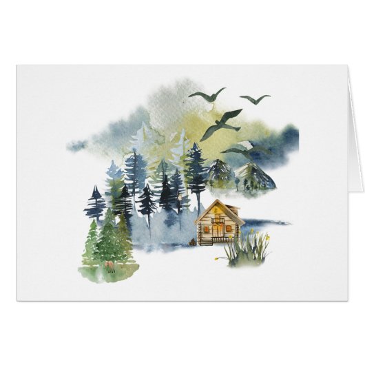 Scène de forêt à l'aquarelle personnalisable (Devant Horizontal)