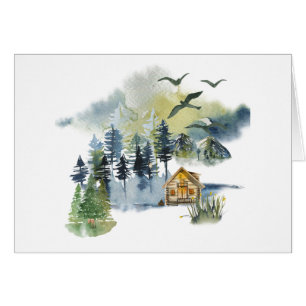 Scène de forêt aquarelle personnalisable